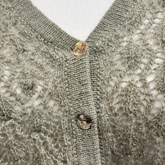 Yanawara Tan Wara Baby Alpaca Open Knit Ethical Coastal Boho Cardigan Size Large - Picture 4 of 12